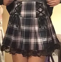 Faldas plisadas Y2K para mujer, faldas plisadas a rayas negras y rosas, Tank Cute Sweet Girls, falda para la escuela a cuadros con cordones, Mini guantes góticos, falda de encaje