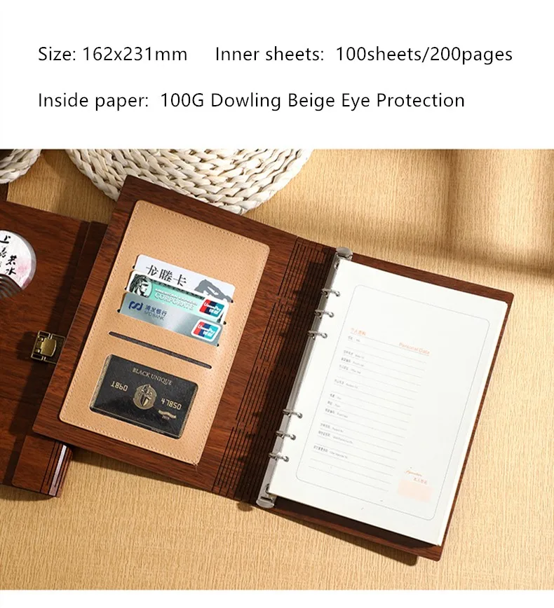 Caderno de livro vintage chinês a5, fichário