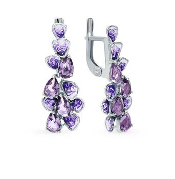 

Silver earrings with quartz and sunlight enamel sample 925 test