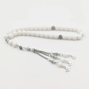 

Tasbih White ceramic Muslim Rosary prayer beads 33 beads Bracelet islamic pendant Misbaha arabic fashion jewelry Accessories
