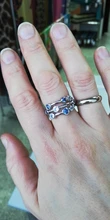 Huitan-anillos de banda estilo Partysu para mujer, 3 filas con piedra redonda de circón Blanco/azul, anillos y joyas para boda para mujer, artículo Simple