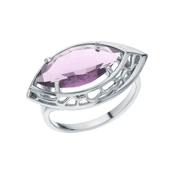 

Silver ring with amethyst synthetic sunlight sample 925