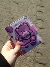 Monedero con estampado de dibujos animados para mujer, cartera pequeña de cuero con cremallera, estilo coreano, monedero plegable, regalo para chicas Kawaii