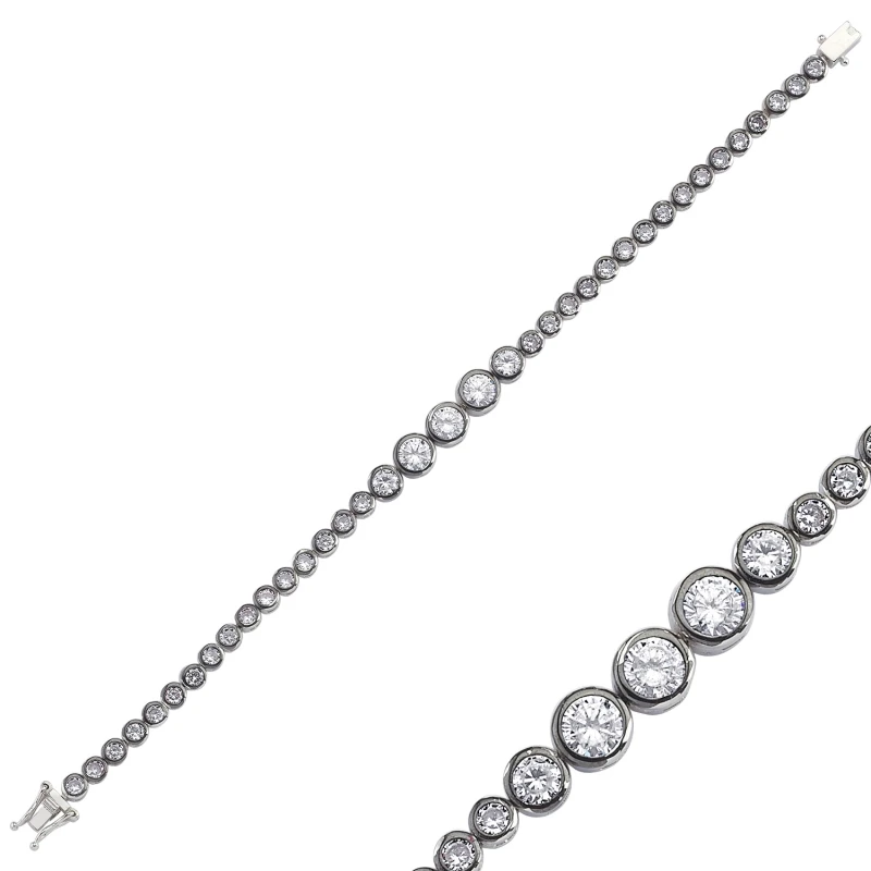 Серебряный 925 пробы браслет с цирконием