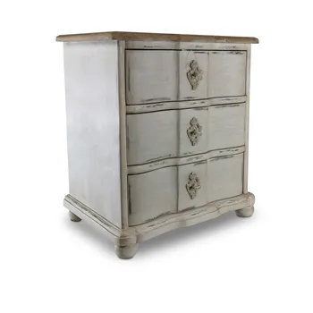 

White bedside table DECAPADA 3 drawers lid MARRON 50X36X56