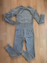 2 unids/set Vital mujeres deporte traje de Yoga de gimnasio de entrenamiento de manga larga de ropa de Fitness Top + cintura alta energía sin costura Leggings