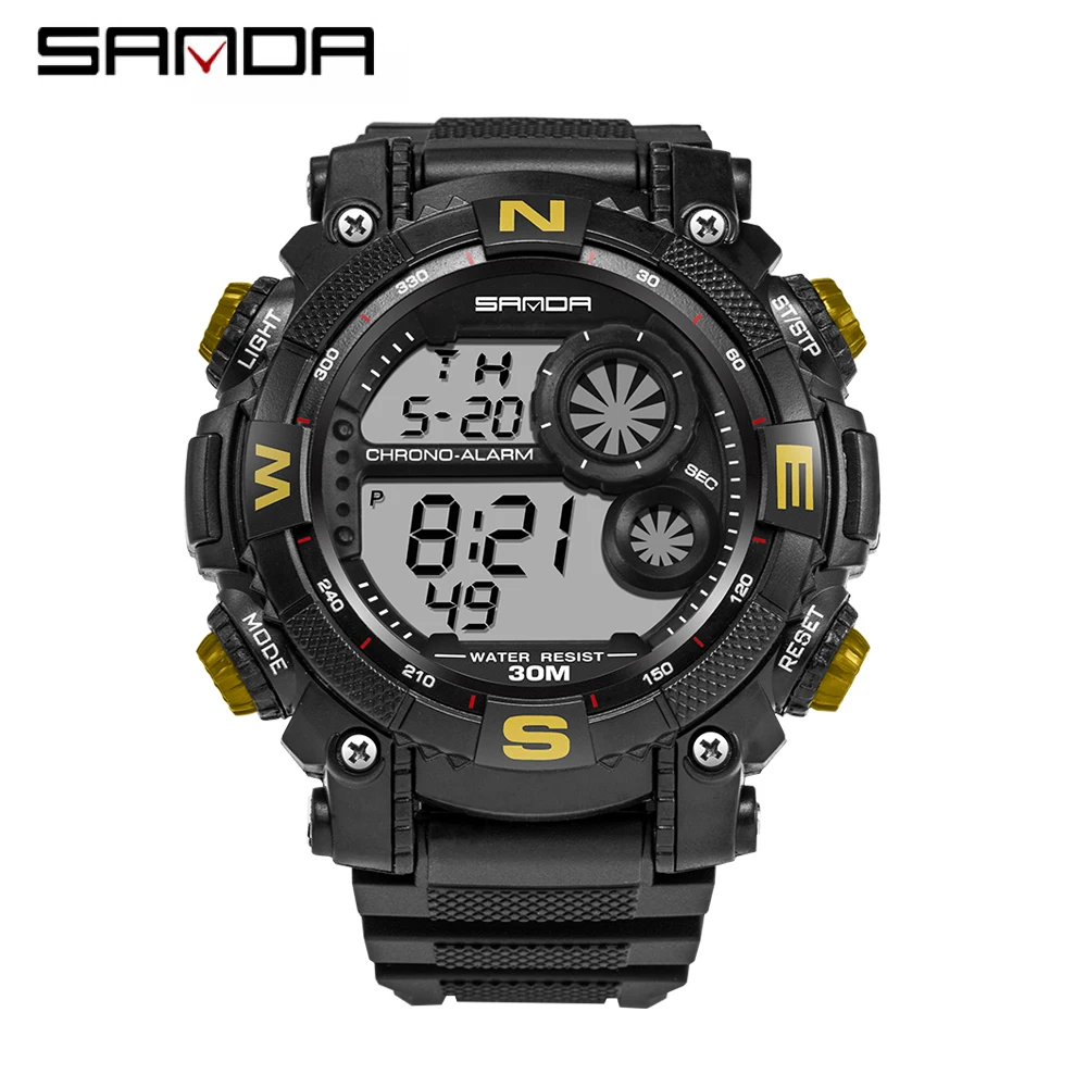 

Sanda Waterproof Student Digital Watch Youth Luminous Chronograph Calendar Plastic Mirror Stainless Steel Buckle Sports Watch