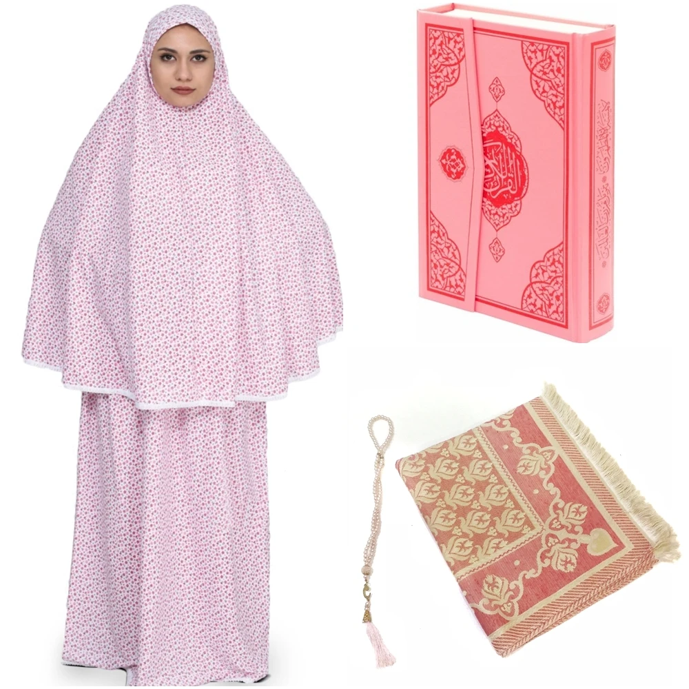 Muslim Prayer Set Full Cover Prayer Dress Holy Quran Prayer Beads, Rug Sijadat Sala Islamic Turkish Female Ramadan Eid Mubarak