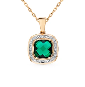 

Gold pendant with diamonds and Emerald sunlight sample 585