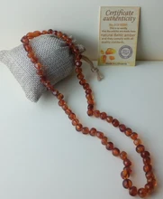 HAOHUPO-collar de dentición de ámbar del Caribe para mujer, Original, certificado de suministro, cristal Rosa + pulsera de ámbar dorado para regalo de bebé