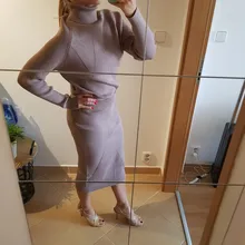 Skirt Suit Knitting MVGIRLRU Two-Piece Women's Sweater Costume