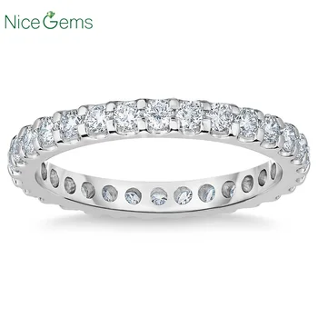 

NiceGems 14k white gold Eternity Band Round Brilliant 1.00 ctw Moissanite Wedding Ring Pave Eternity Ring wedding band VVS1