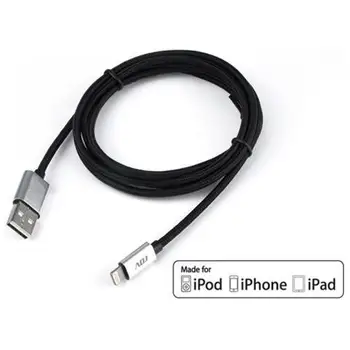

USB cable ADJ AI504 MADE FOR APPLE devices of last generation length 1.5 meters with nylon coating and connectors in meta