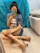 Aneikeh de verano zapatos de mujer Sandalias, de la Pu de moda Cruz-atado tacones de encaje fiesta bombas tamaño 35- 42 albaricoque blanco negro