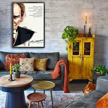 

siyah çerçeveli atatürk kanvas tablo