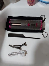 Rizador de pelo inalámbrico y giratorio automático, recargable por USB rizador de pelo, pantalla LED, herramienta de estilismo ajustable con temperatura