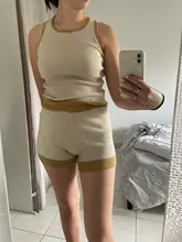 BOOFEENAA-Conjunto de dos piezas formado por Top y pantalón corto, para mujer, verano, 2021, C34-CF24