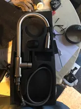 Onyzpily-grifo mezclador de níquel cepillado, un solo orificio extraíble de caño, mezclador de fregadero de cocina, cabezal rociador de corriente cromado/cocina negra