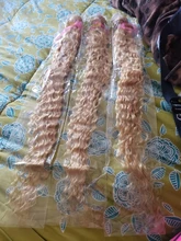 QUEEN BEAUTY-mechones de pelo rubio rizado brasileño, pelo humano Rubio de ondas profundas, trama de pelo de 8 - 30 pulgadas, 1, 3, 4 Uds., envío gratis