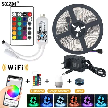 

WIFI LED Strip light set 5M 10M SMD RGB 2835 5050 diode led tape ribbon Waterproof wifi led tape Remote controller with adapter