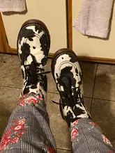 Las mujeres botas de moto Otoño de moda de invierno de Color sólido de botas Martin botas de las mujeres de alta calidad cómodo estampado de vaca botas de mujer