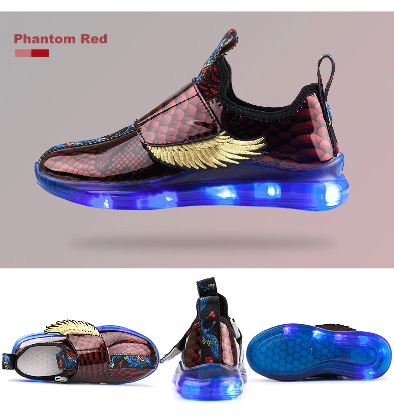 Размеры 26-37; детская обувь с подсветкой; Детские светящиеся кроссовки с usb-зарядкой для мальчиков и девочек; Светящиеся кроссовки