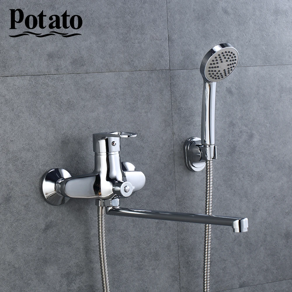 Potato Bathroom Shower Set outlet rotated body handle Bathtub Faucet chrome Bathroom Tap hot and cold water mixer Bathtub p2221