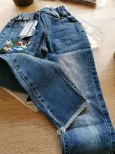 Chumhey-pantalones vaqueros elásticos para niña, pantalones de mezclilla suave de algodón 100%, bordados de flores, ropa para niña