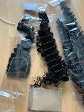 Mechones de pelo humano Remy con Perla Negra y ondas profundas, mechones de 30 pulgadas con cierre, 3 mechones