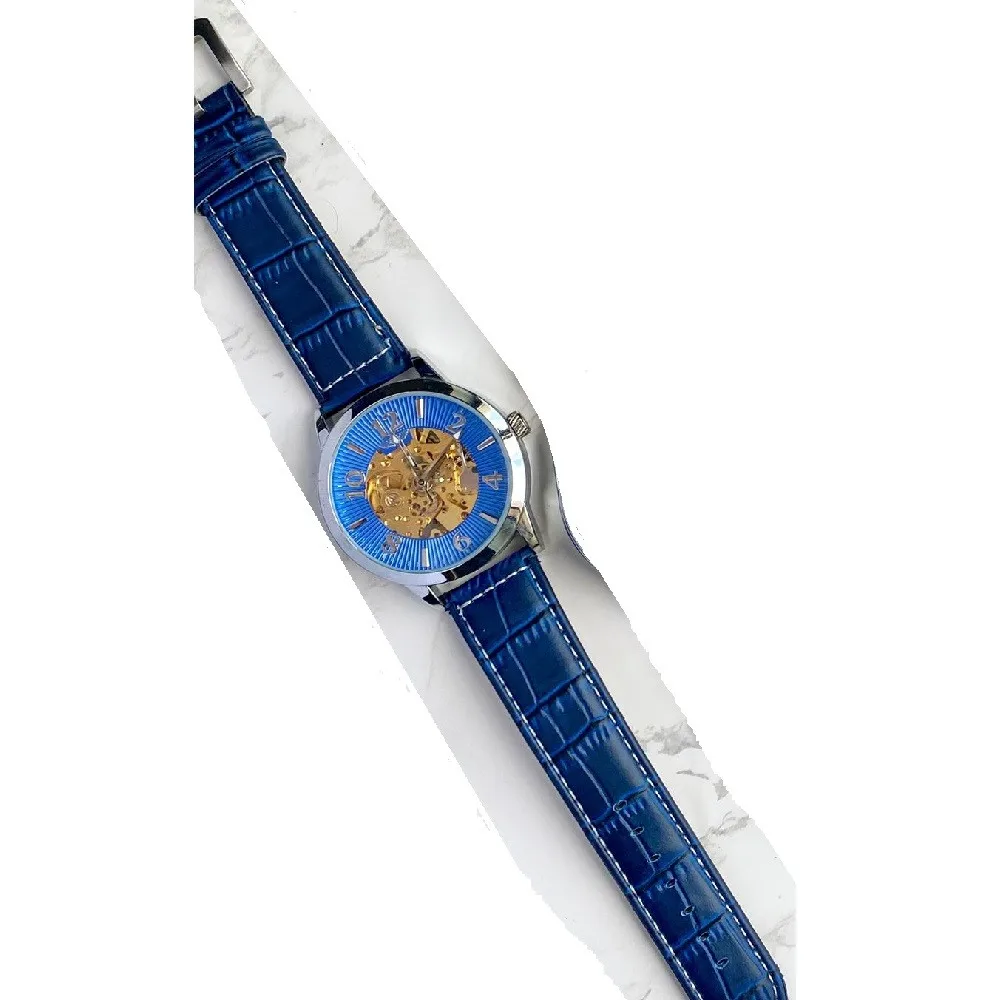 OROLOGIO POLSO ZCC G8239 UOMO AUTOMATICO ANALOGICO CINTURINO PELLE BLU  SILVER|Mechanical Watches| - AliExpress