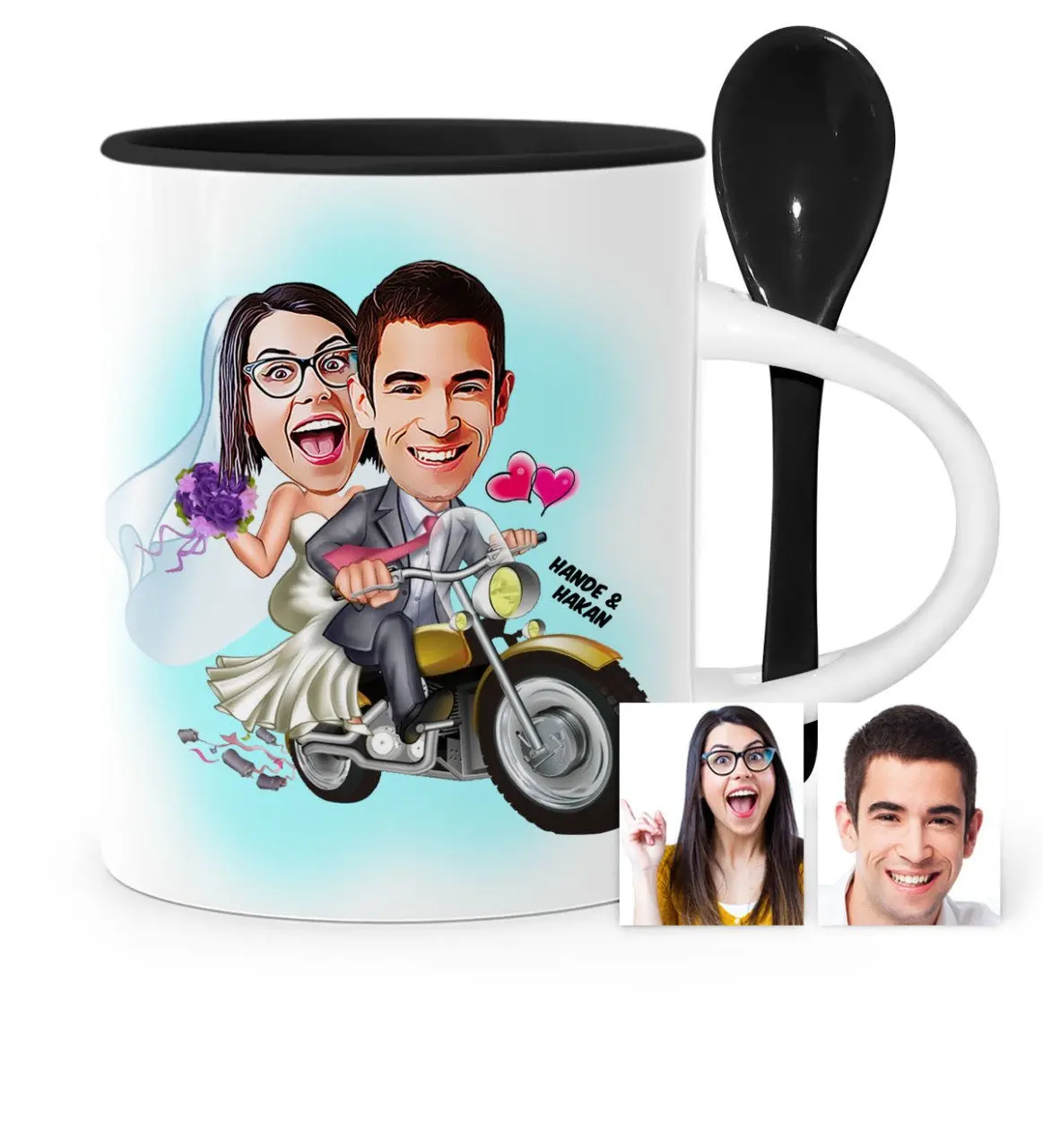 

Personalized Are Getting Married Cartoon Black Spoon Mug Cup-8