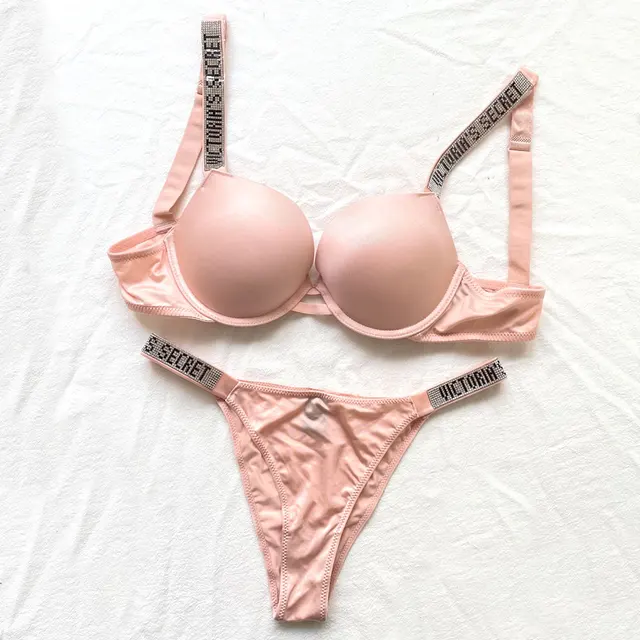 2 Piece Lingerie Set Letter Sexy Bras Luxury brand Underwear Women Sets Pink Comfort Push Up Plus Size Bra Panty Lingerie Set VS