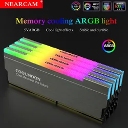 Coque de mémoire ARGB pour ordinateur de bureau, gilet de mémoire, barre de mémoire, dissipateur de chaleur, synchronisation de la lumière LED, couleur fantôme, 5v 