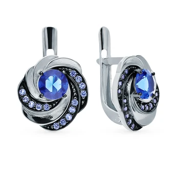 

Silver earrings with cubic zirconia and quartz synthetic sunlight sample 925 test
