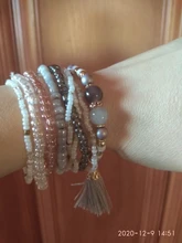 Bohemia Tassel Charm Beads Bracelets For Women Boho Candy Color Multilayer Wrap Bracelet