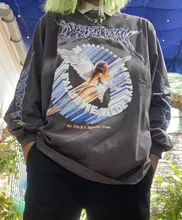 Oversize Tshirts Tees Angel-Print Long-Sleeve Streetwear Hip-Hop LENSTID Large Fashion