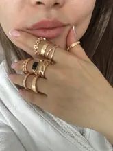 Tocona 15 unids/set, Virgen María Anillos de oro para mujer corazón manos de Fátima Anillos Cruz hoja geométrica Kольцо de joyería 7056