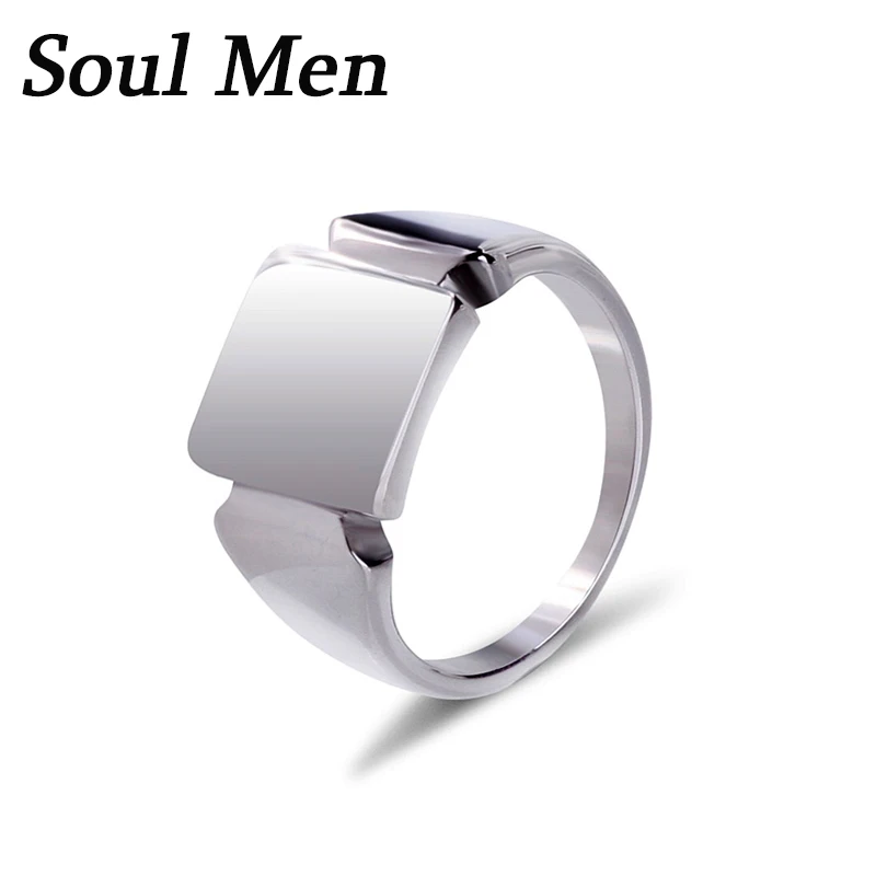 Men Titanium Steel Signet Rings Hand By Mirror Polished Geometric Simple Square finger rings jewelry rings ring jewelry signet ring