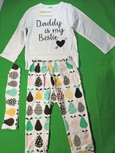 Conjunto de ropa para niñas pequeñas, Tops de manga larga con letras para recién nacidos, pantalones informales con estampado, diadema, trajes para niños pequeños