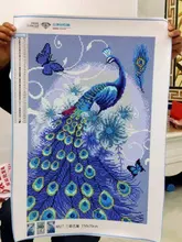 Kit de pintura de diamantes DIY de pavo real, bordado de diamantes, arte floral, cuadro completo, decoración del hogar, regalos hechos a mano