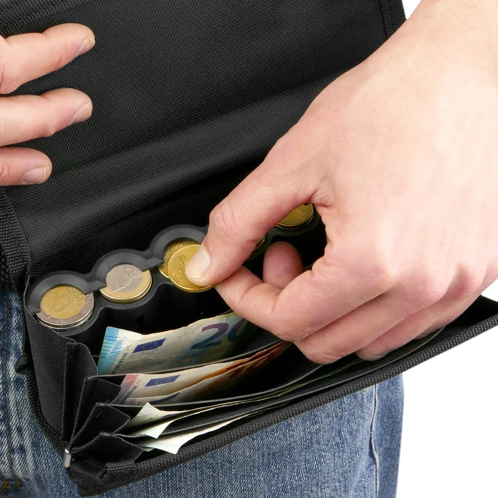 PrimeMatik Fanny Pack официант для европейских нот и монет закрытие