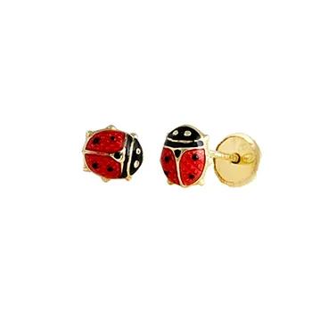 

Earrings 18k Yellow Gold model Earrings ladybug Baby glazed Measurement: 7x6mm.