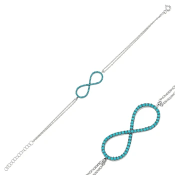 

Silver 925 Sterling Nano Turquoise Cubic Zirconia Infinity Bracelet