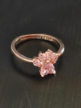 Anillos de Compromiso con diseño de Pata de Gato para mujer, anillos elegantes de circonia cúbica rosa para mujer, joyería de boda para mujer