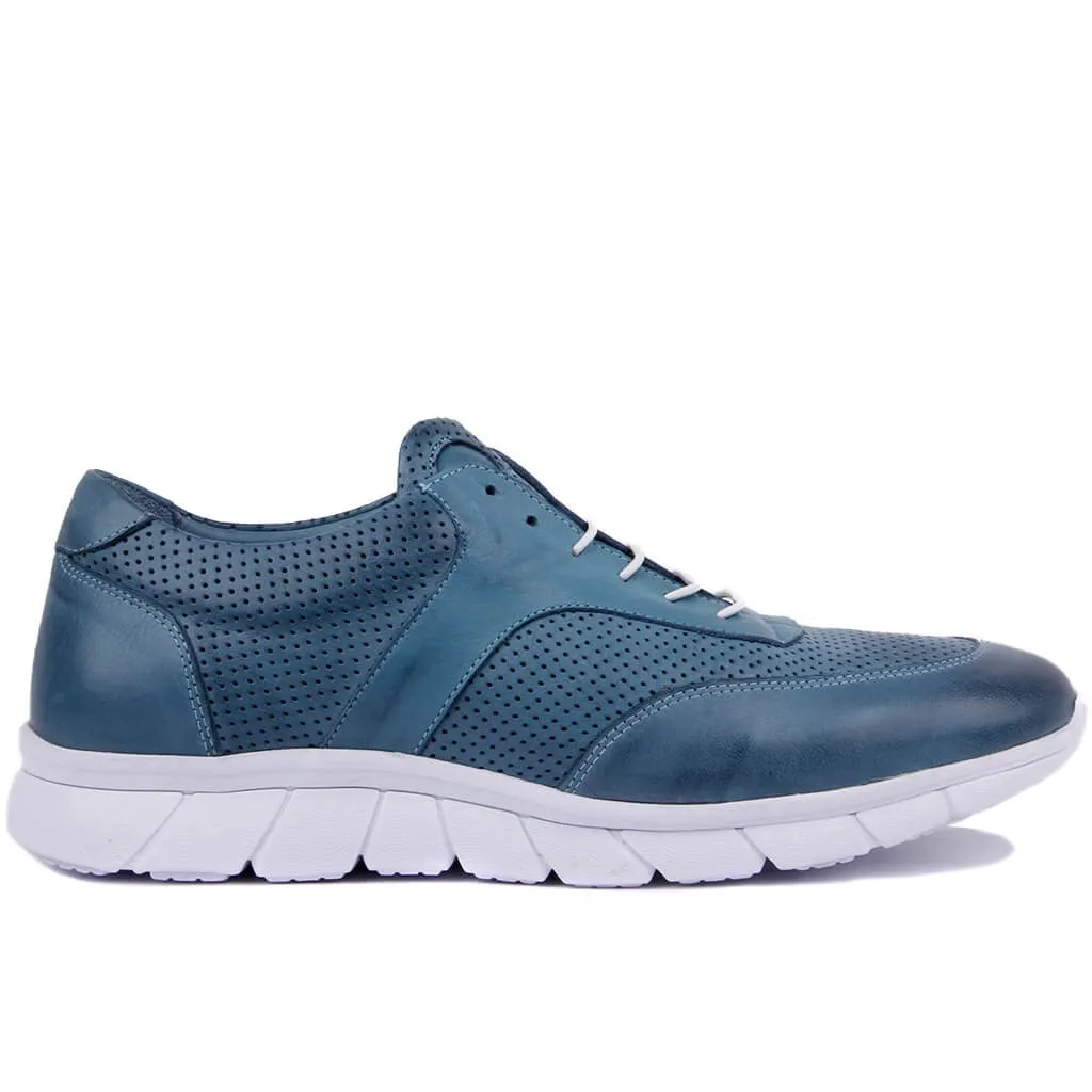 Cotton Blue Sail-Lakers черная кожаная мужская повседневная обувь - Color: Cotton Blue