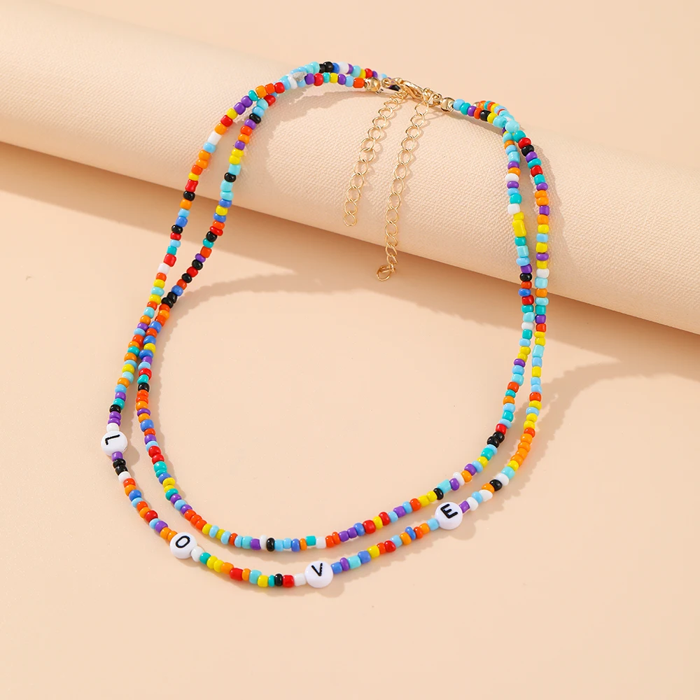 2021 New Lovely Daisy Flower Colorful Beads Pearl Clavicle Choker Necklace for Women Girls Spring Summer Jewelry Wholesale