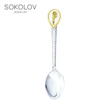 

Tea spoon "Zodiac Virgo" SOKOLOV, fashion jewelry, silver, 925, women's/men's, male/female
