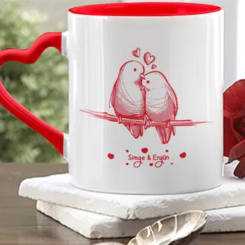 

Personalized Red Heart Mug Cup (Valentine's Day Temalı-39)