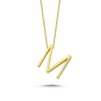 

Angemiel 925 Silver-M-Letter Ghost Pendant-Gold Plated