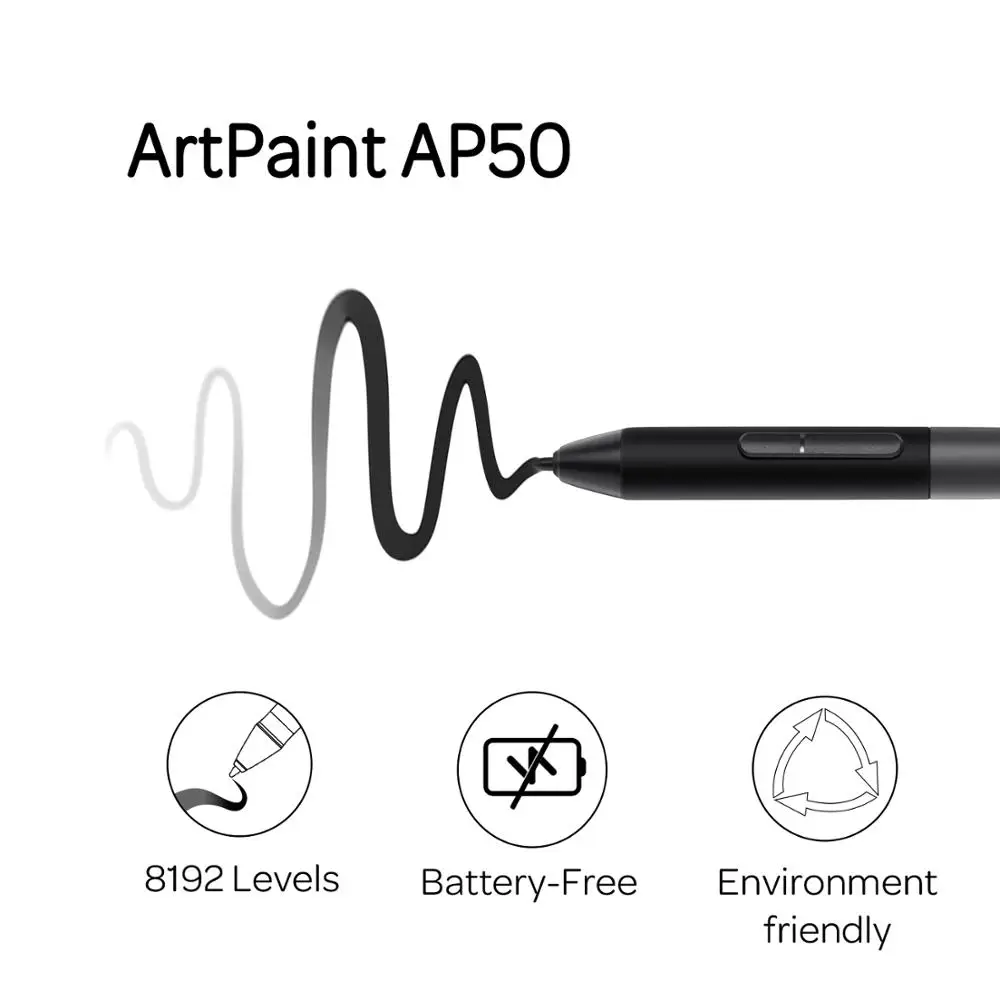 GAOMON ArtPaint AP50 배터리가 필요 없는 스타일러스(8192 레벨 펜 압력 포함) PD1161/PD1220/PD1320/PD1561/PD156Pro 펜 디스플레이 전용